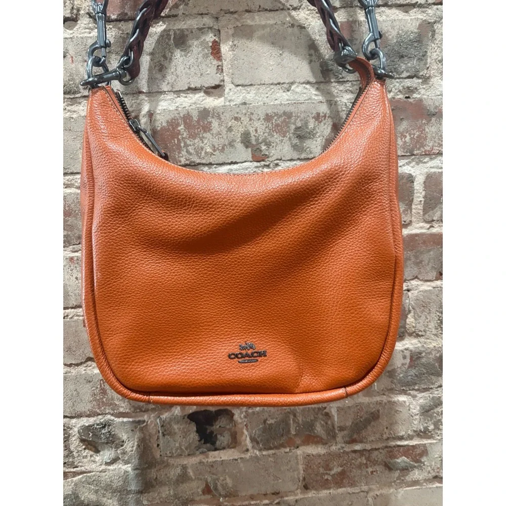 COACH Jules Hobo Sunset‎ Pebble Leather Snake Embossed Straps Purse C1571 - Picture 4 of 16